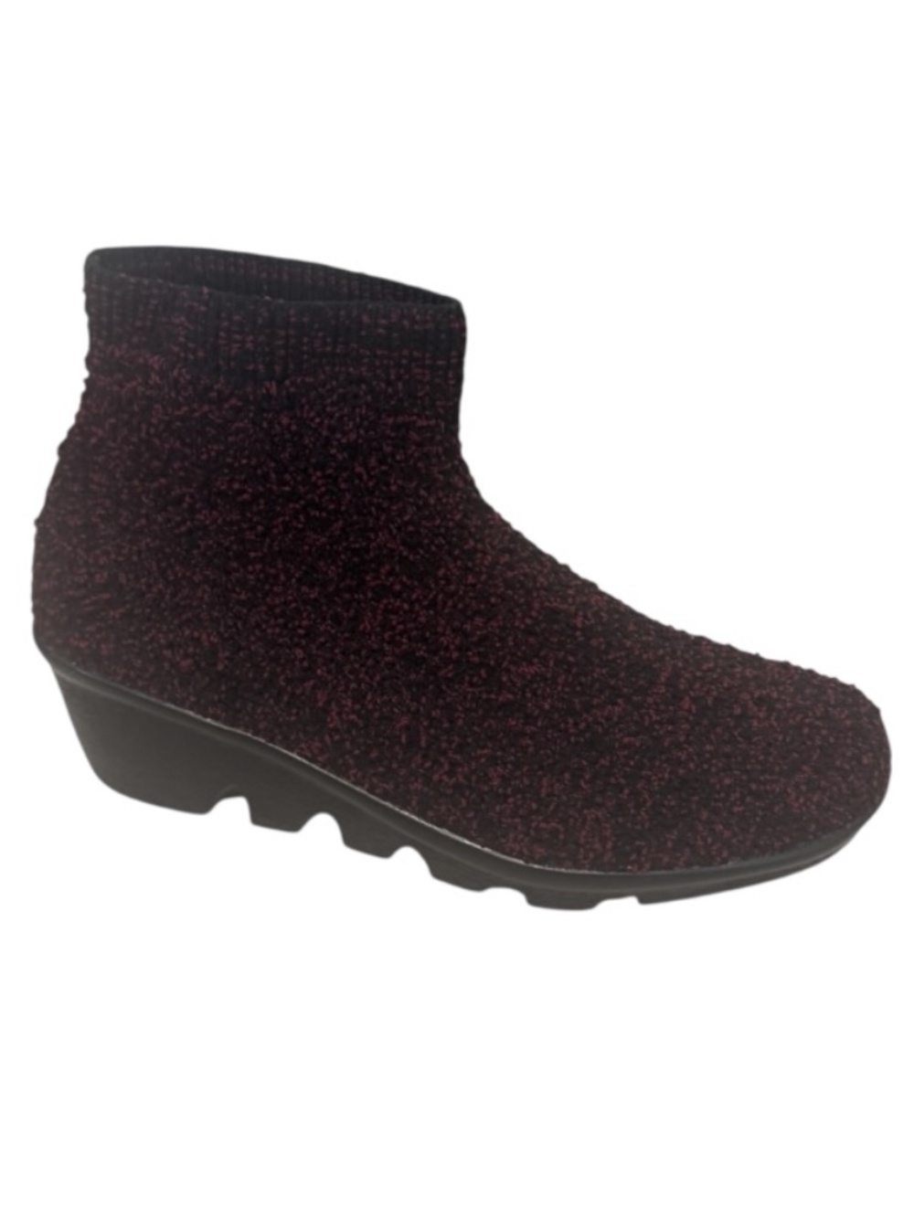 Bernie Mev Camryn Burgundy Chenille Wedge Bootie Women’s Comfort Ankle | NWB